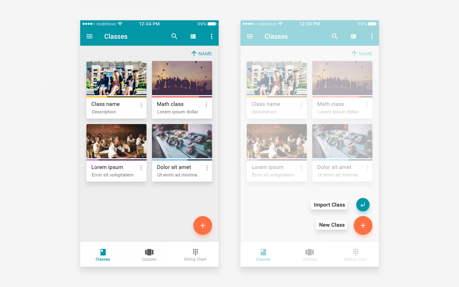 On the left: class roster. On the right: interaction with the Add button. On the left: class roster. On the right: interaction with the Add button.