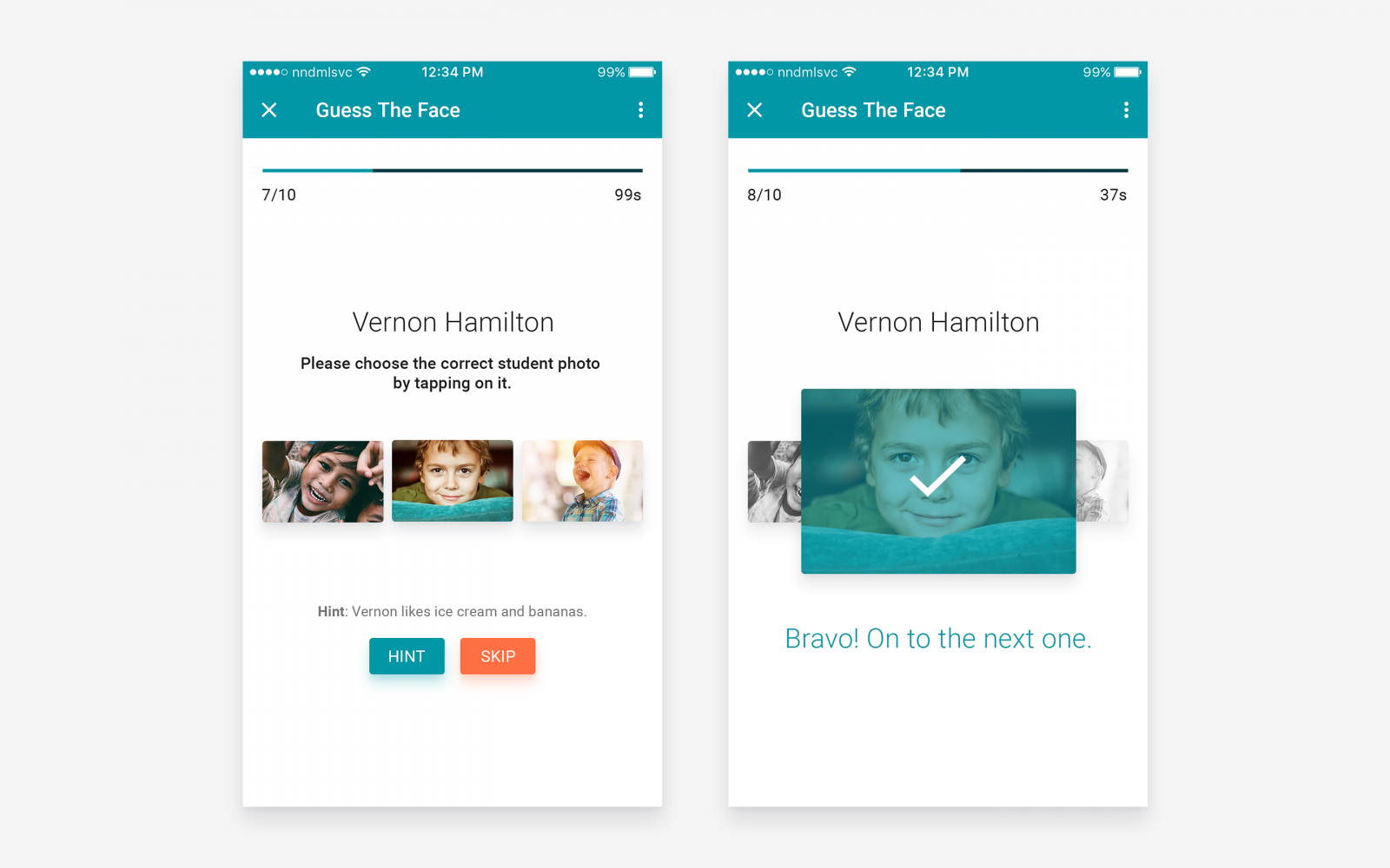 Guess the Face screens. Guess the Face screens.