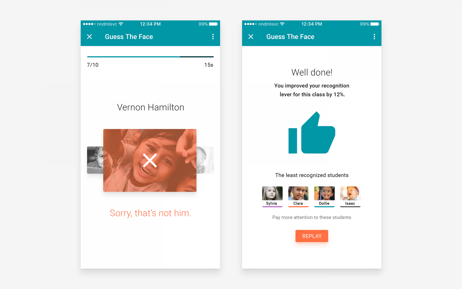 Guess the Face screens. Guess the Face screens.