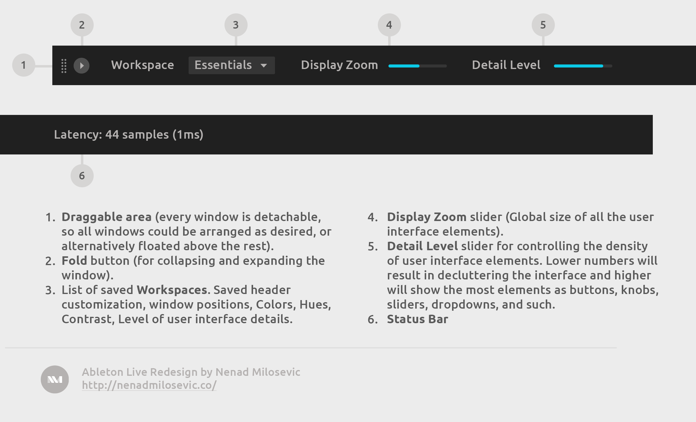 Status bar (footer). Status bar (footer).